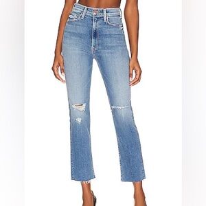 Mother High Waisted Rider Ankle Fray Jeans